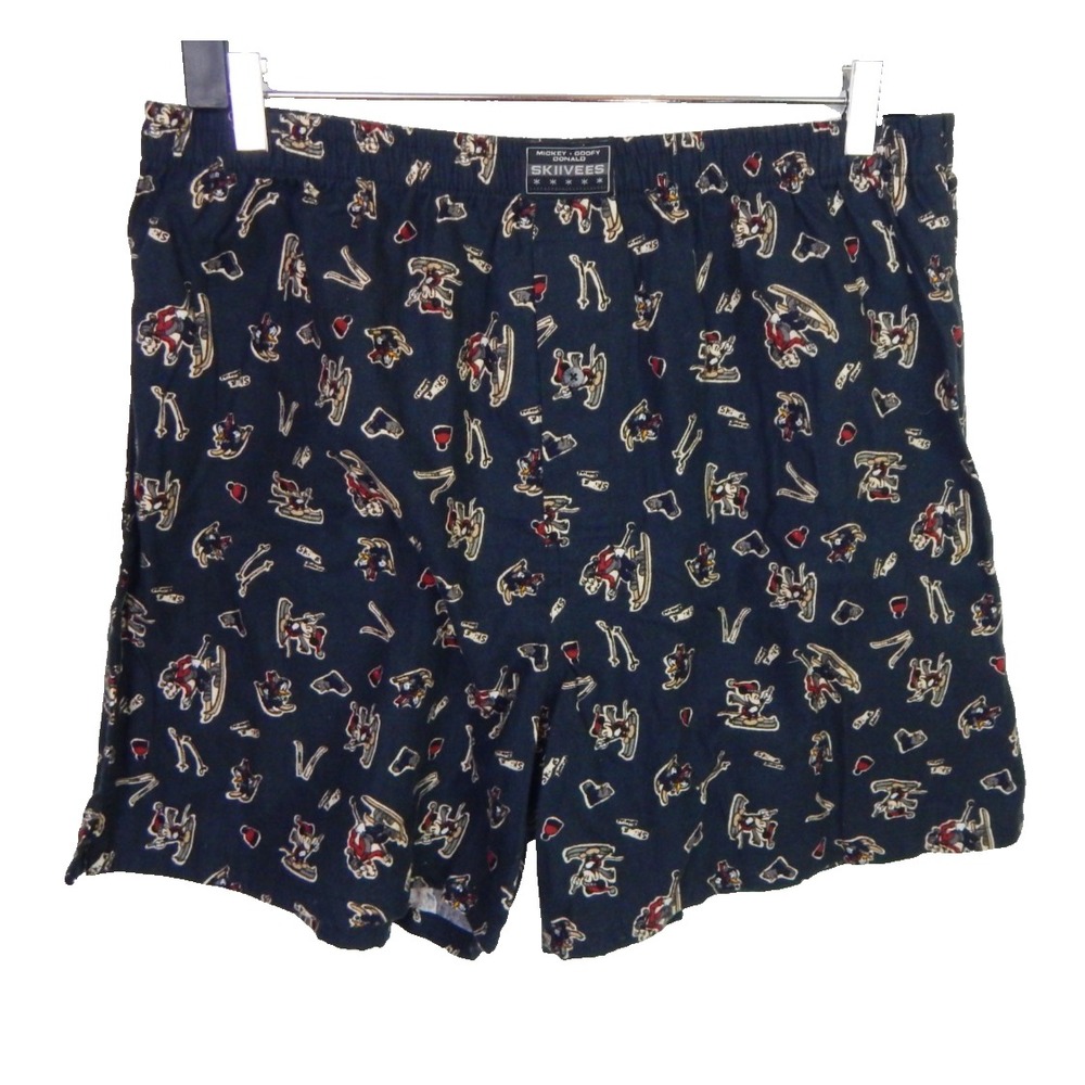 Disney Store Vintage 90's Boxer Sleep Shorts Goofy Donald Mickey Ski NEW